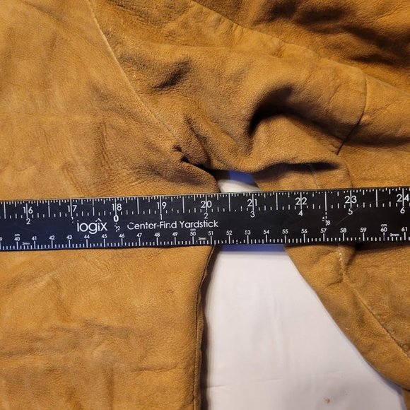 Vintage Robert Lewis Idea Heavy Leather Jacket Tan Distressed Men's Size 40 - Picture 7 of 16